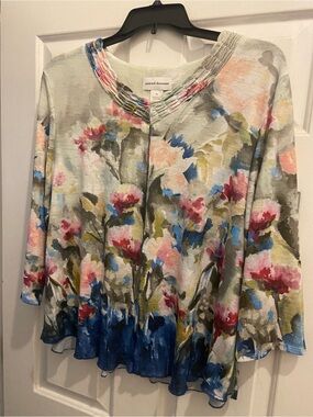 XL Alfred Dunner Floral Lightweight Sweater Like Top